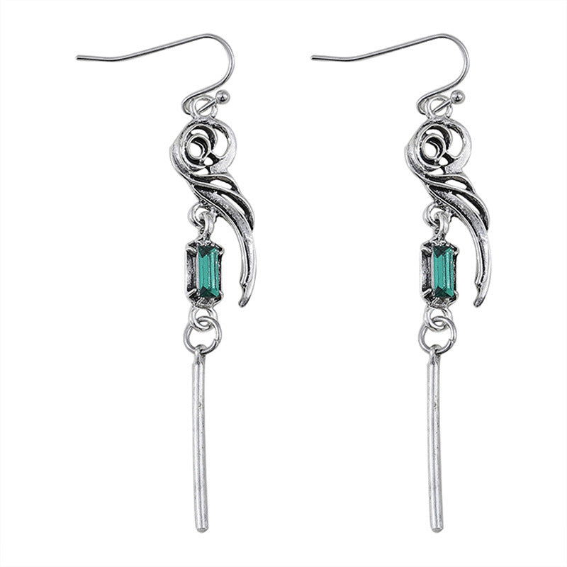 Wholesale gradient blue-green square zircon earrings